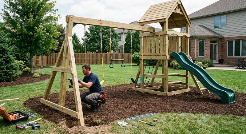 Wooden Swing Set Installation in Boulder, CO