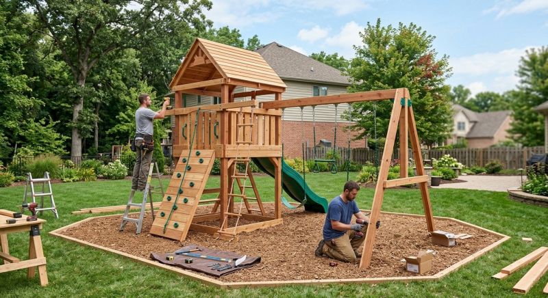 Wooden Swing Set Installation in Alpharetta, GA